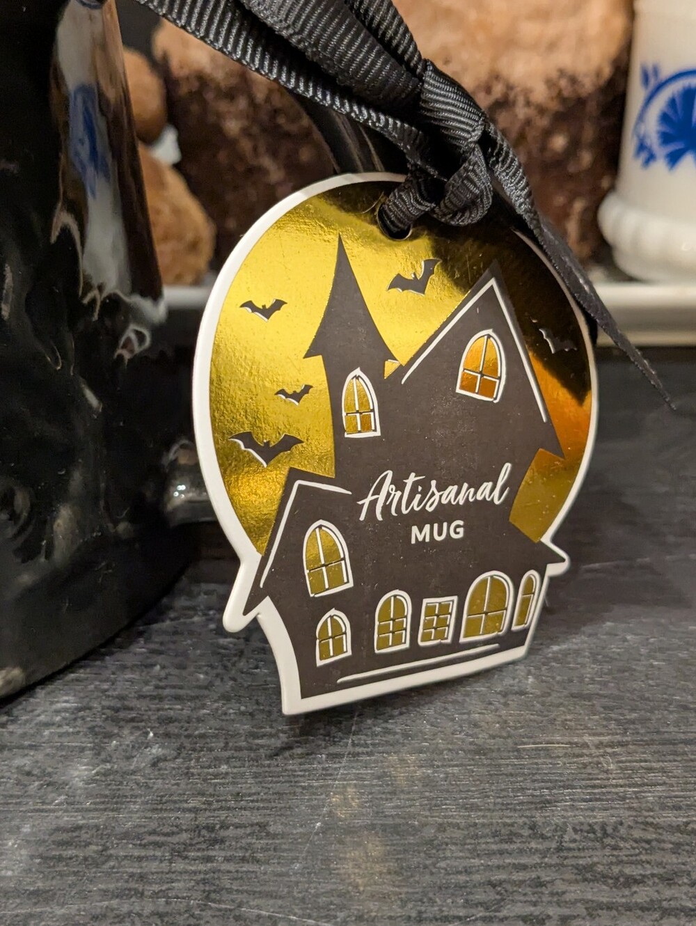 Sunday Morning Ceramics Black Haunted House-Relief Mug NWT 16 oz - Picture 3 of 6